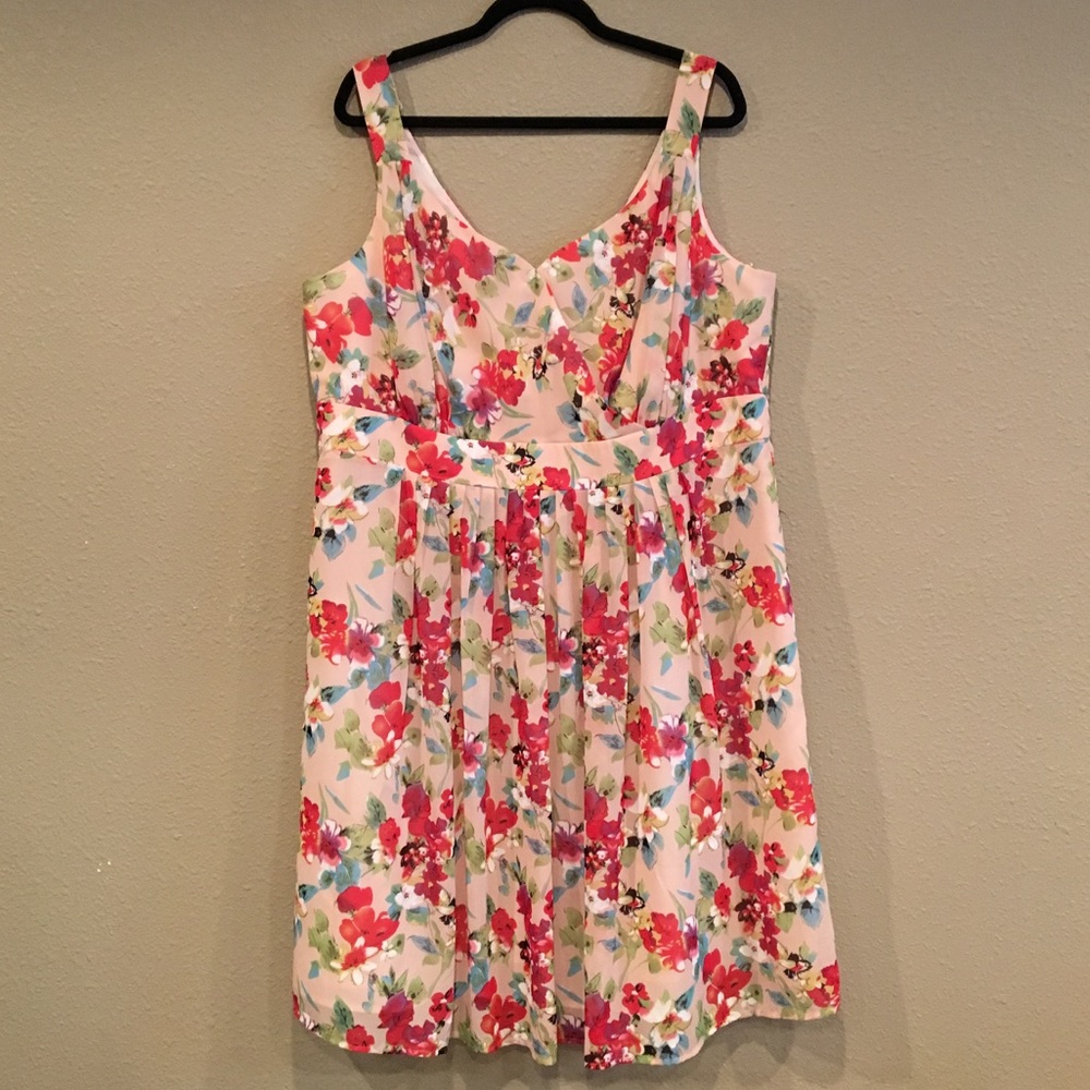 Jessica London Floral Plus Size Mid-length Dress